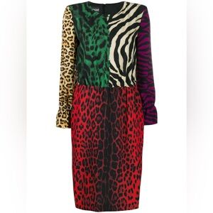 Boutique Moschino Animal Print Color Block Dress